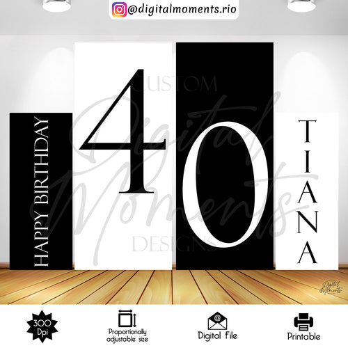 Geometric Tiana 2x5 02, events, custom, panel, 40th, birthday, wall, design