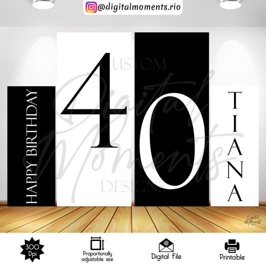 40th Birthday Panel Wall Custom Design, Digital file only