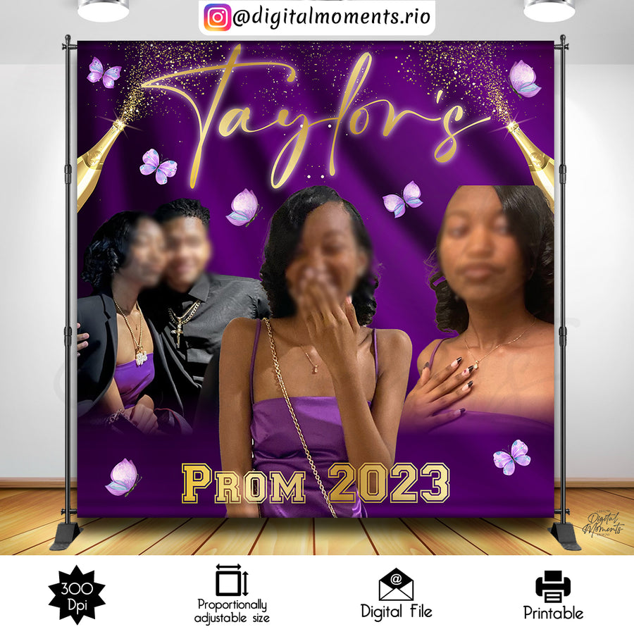 Graduation 8x8 Custom Backdrop with 3 pictures, DIGITAL FILE ONLY | Custom Digital Download for Kids Party or Event
