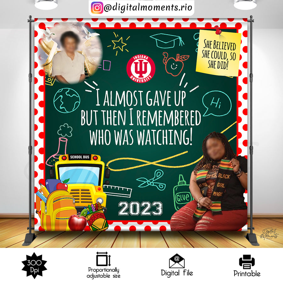 Graduation 8x8 Custom Backdrop with 1 picture, DIGITAL FILE ONLY | Custom Digital Download for Kids Party or Event