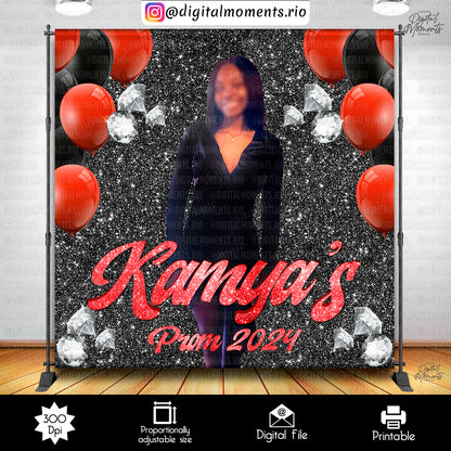 Graduation Black Glitter Kamya 8x8, events, custom, graduation, 8x8, backdrop, design