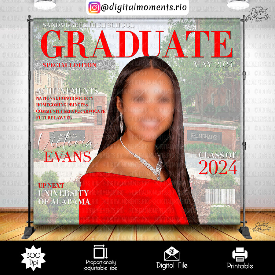 Graduation 8x8 Custom Backdrop Design, Custom Digital Fil...