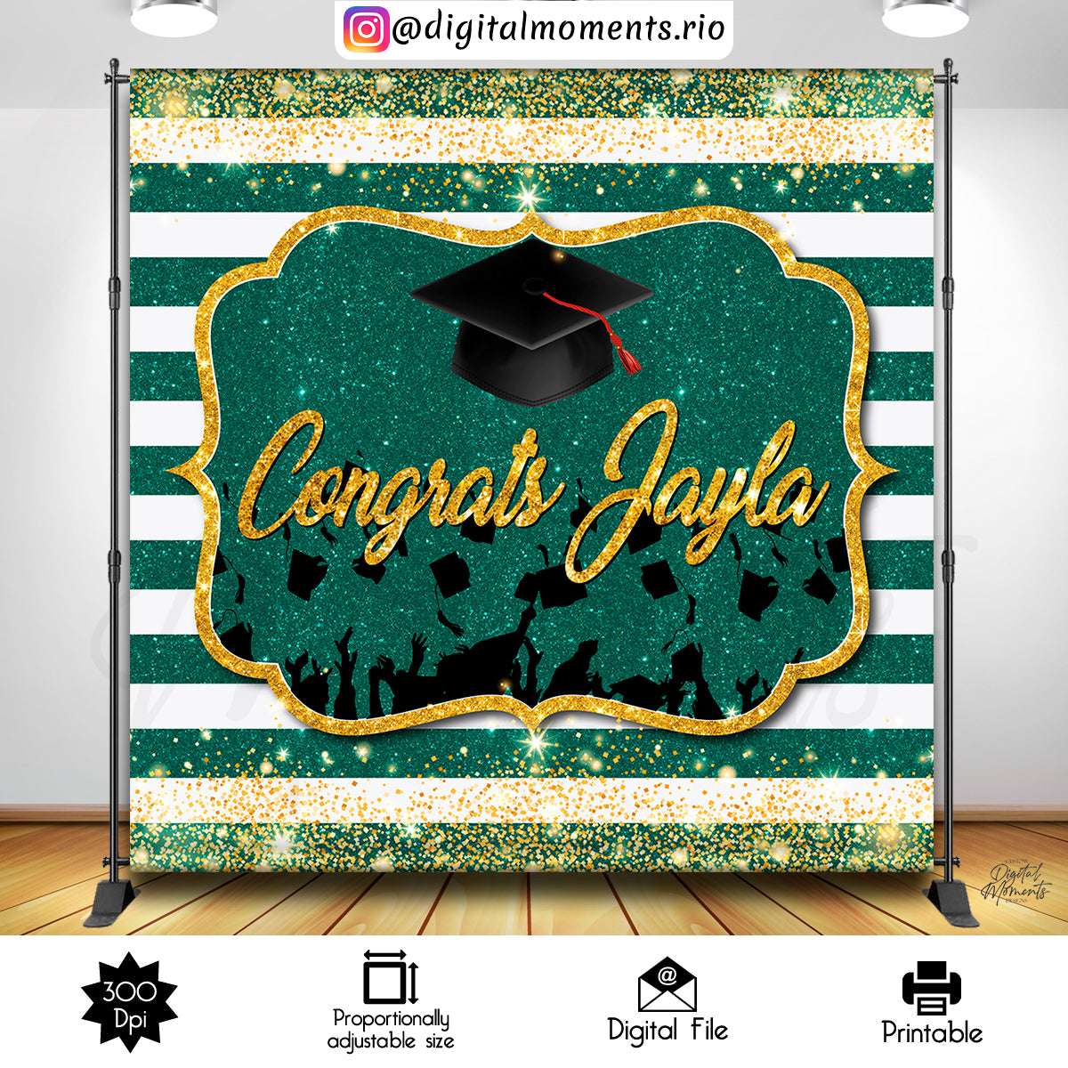 Fondo personalizado de graduación 8x8, solo archivo digital