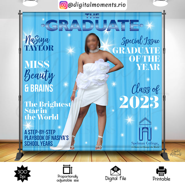 Graduation 8x8 Custom Backdrop with 1 picture, DIGITAL FILE ONLY | Digital Download for Events for Events. 1, 8x8, arts, backdrop, backdrop-…