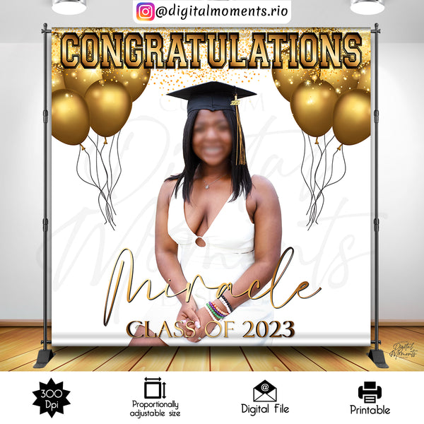Graduation 8x8 Custom Backdrop with 1 picture, DIGITAL FILE ONLY | Digital Download for Events for Events. 1, 8x8, arts, backdrop, backdrop-…