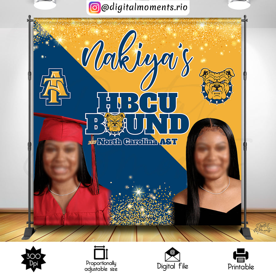 Graduation 8x8 Custom Backdrop with 2 pictures, DIGITAL FILE ONLY | Custom Digital Download for Kids Party or Event