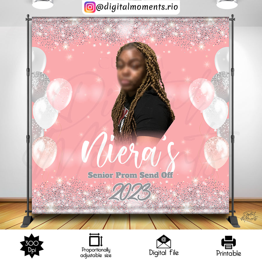 Graduation 8x8 Custom Backdrop with 1 picture, DIGITAL FILE ONLY | Custom Digital Download for Kids Party or Event