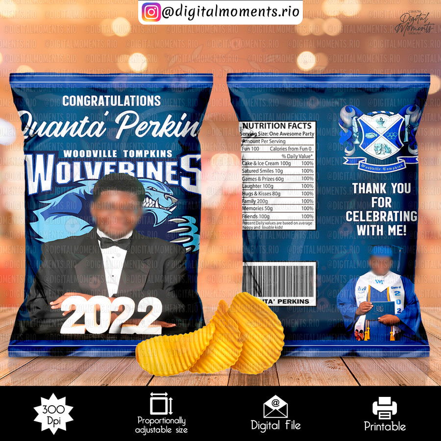 Graduation Custom Chip Bag Design - Digital File | Digita...