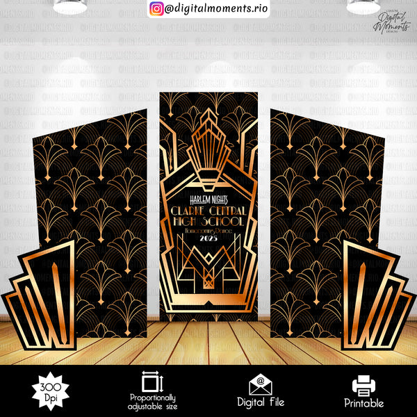 Great Gatsby Panel Wall Custom Design, Custom Digital File | Digital Download for Events. artdeco, arts, backdrop, backdrop-sign, black, cel…