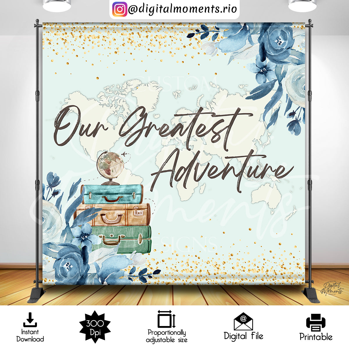 Our Greatest Adventure 8x8 Digital Backdrop Design, Instant Download