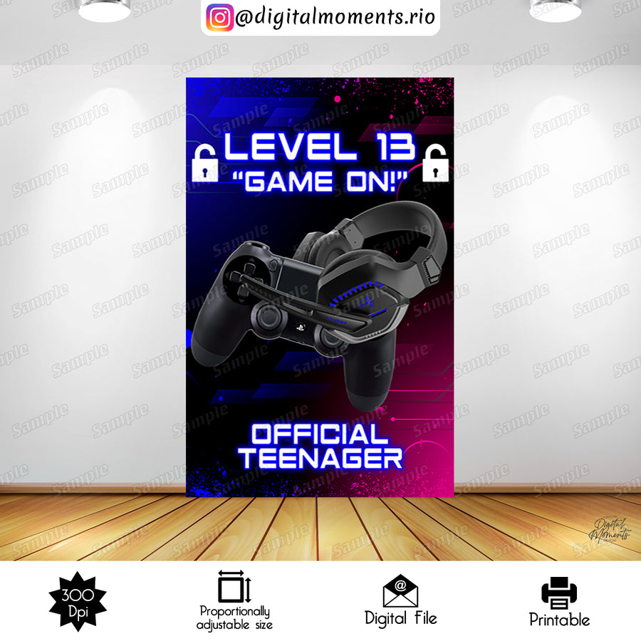 Game On 4x6 Panel Custom Design, Digital file only | Custom Digital Download for Kids Party or Event