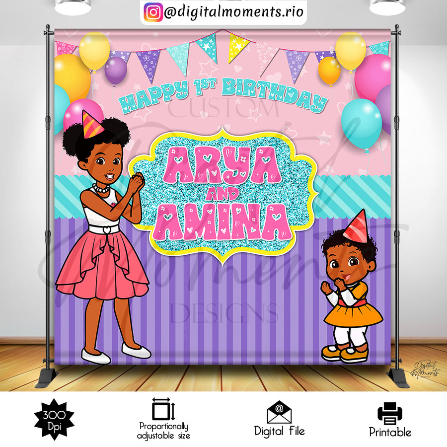 Gracie's Corner 8x8 Custom Backdrop, Digital file only | Custom Digital Download for Kids Party or Event