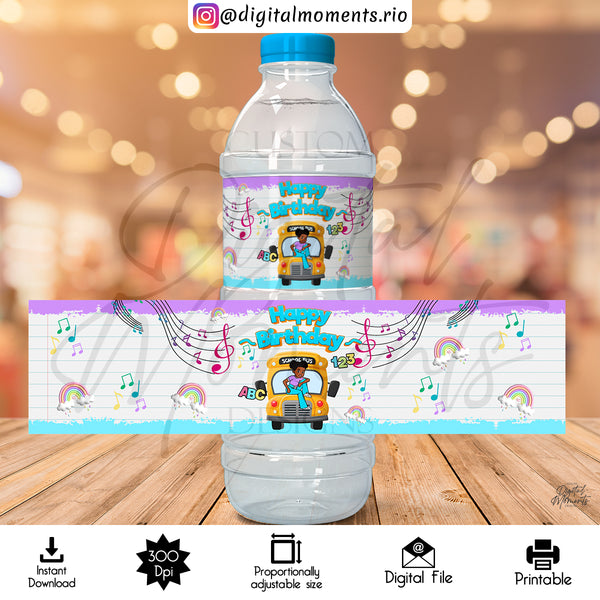 Gracie's Corner 8,35x2,08 Digital Water Label Design, Instant Download | Custom Digital Download for Kids Party or Event