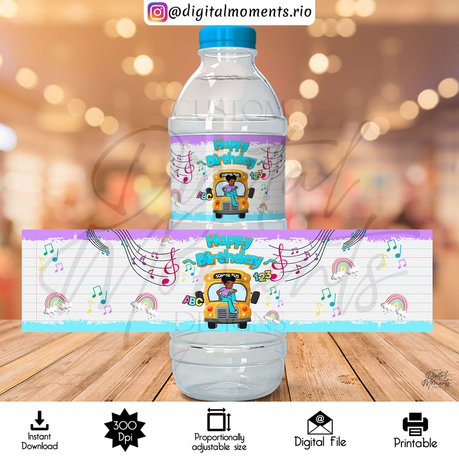 Gracie's Corner 8,35x2,08 Digital Water Label Design, Instant Download | Custom Digital Download for Kids Party or Event