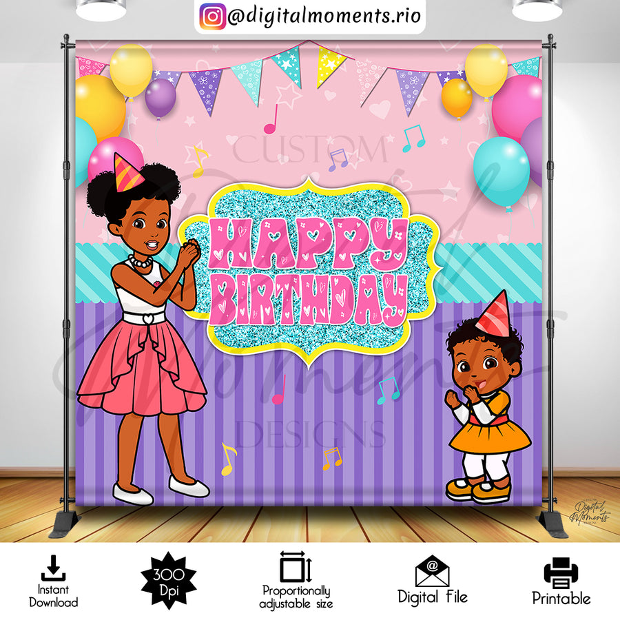 Gracie's Corner 8x8 Digital Backdrop Design, Instant Download | Custom Digital Download for Kids Party or Event