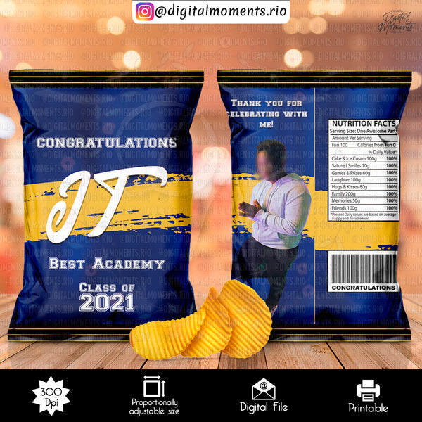 Graduation Custom Chip Bag Design - Digital File | Digital Download for Events for Events. arts, bag, celebration, chip, custom, design, dig…