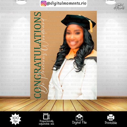 Graduation 6x8 Custom Backdrop with picture, Digital file only | Digital Download for Events