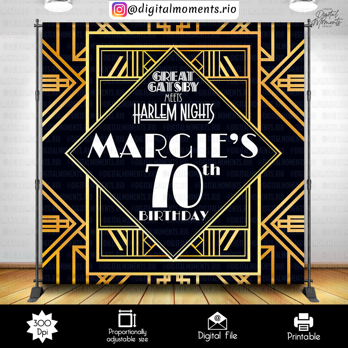 Great Gatsby 8x8 Custom Backdrop, Custom Digital File | Digital Download for Events