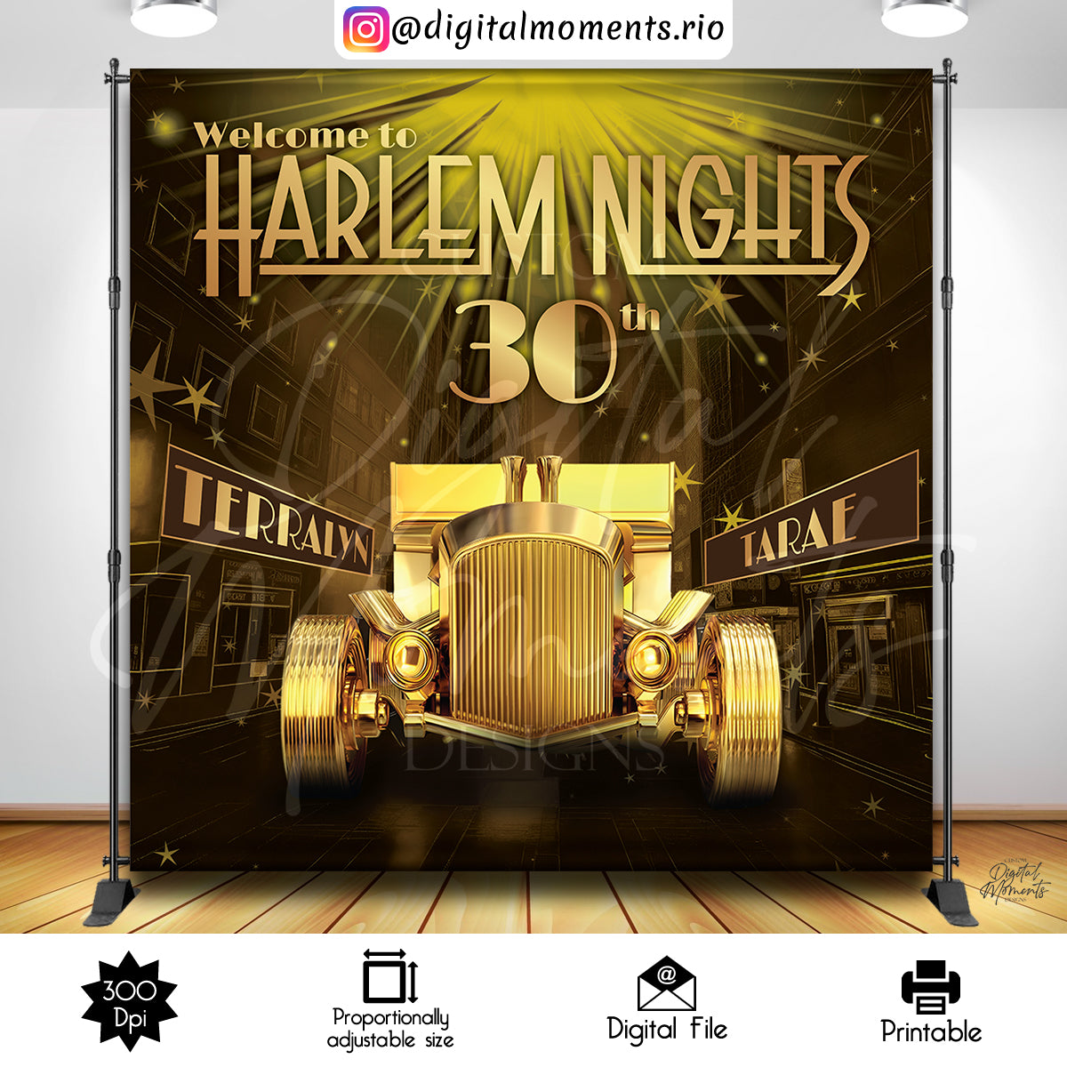 Harlem Nights 8x8 Custom Backdrop Design, Digital file only