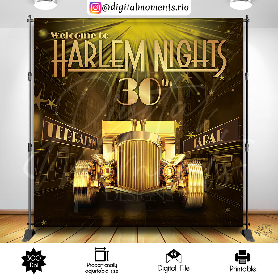 Harlem Nights 8x8 Custom Backdrop Design, Digital file only | Custom Digital Download for Kids Party or Event