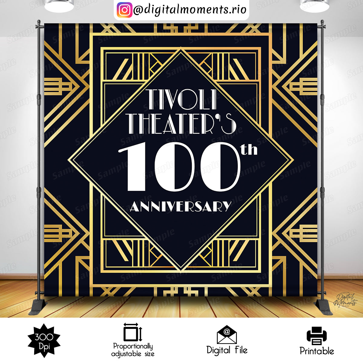 Great Gatsby 8x8 Custom Backdrop, Custom Digital File | Digital Download for Events
