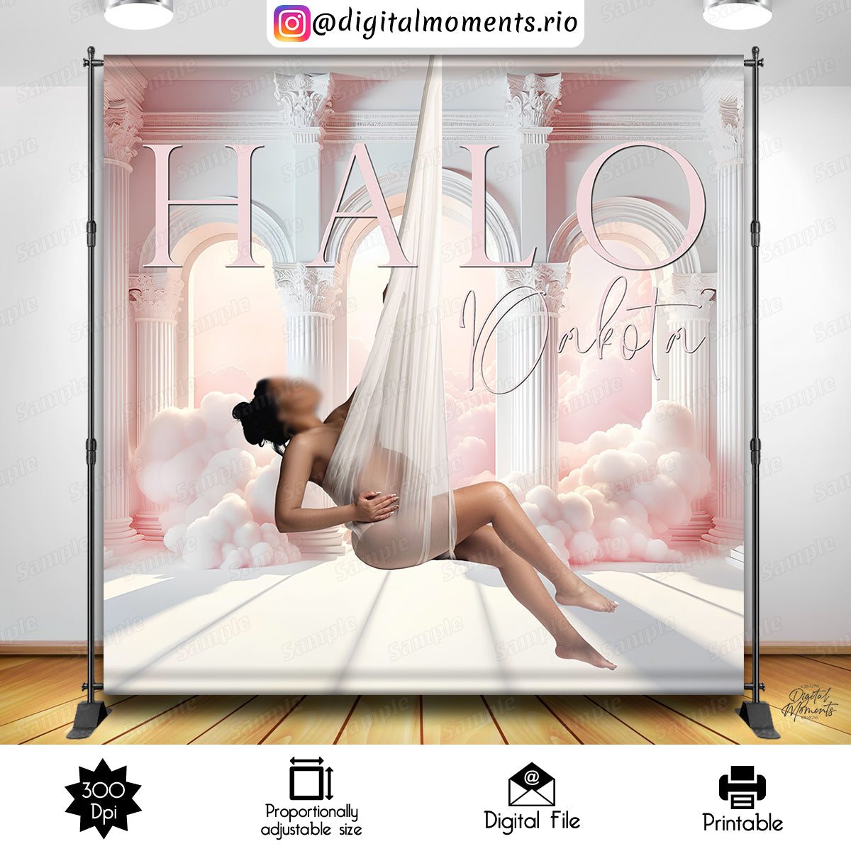 Heaven Sent 8x8 Baby Shower Custom Backdrop with picture, Digital file only