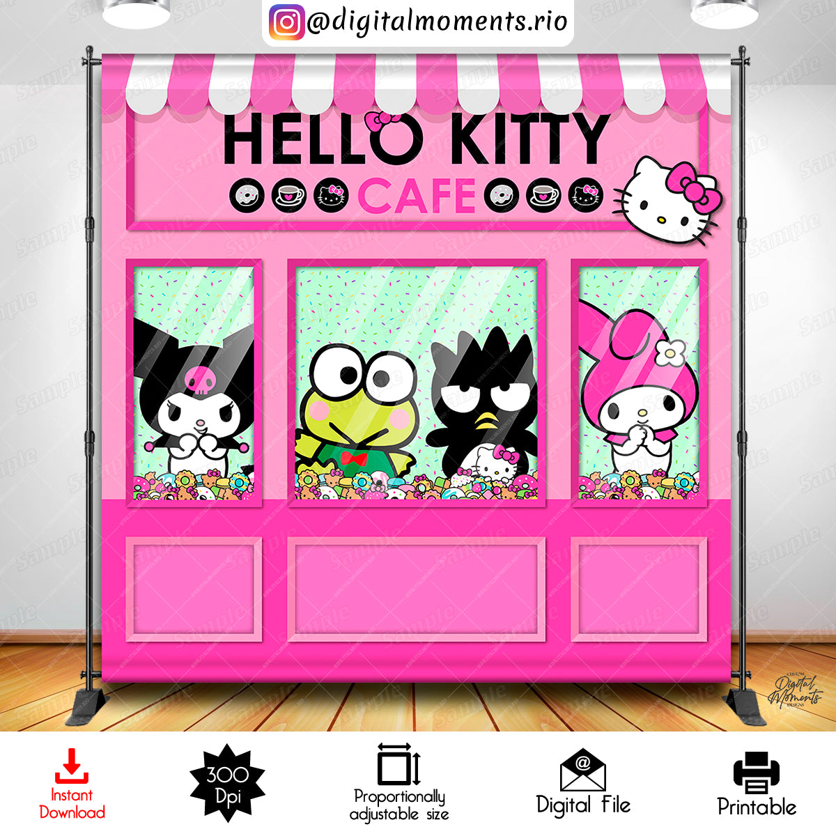 Hello Kitty Cafe 8x8 Digital Backdrop Design, Instant Download | Custom ...