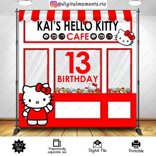 Hello Kitty 8x8 Birthday Custom Backdrop, Digital file only | Digital Download for Events