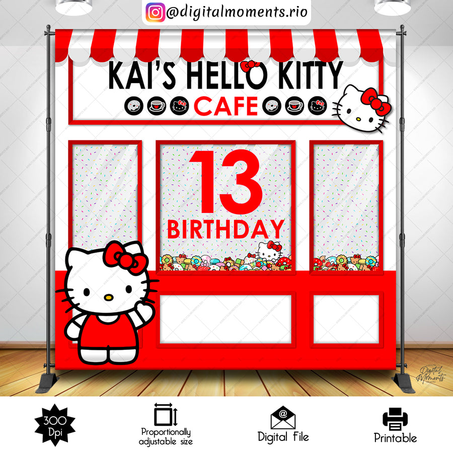 Hello Kitty 8x8 Birthday Custom Backdrop, Custom Digital ...