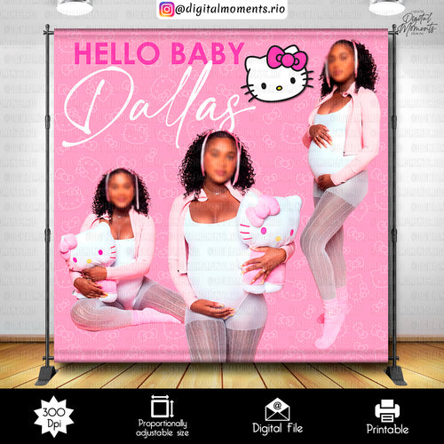 Hello Kitty 8x8 Birthday Custom Backdrop, Custom Digital File | Digital Download for Events for Events