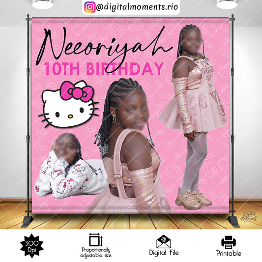 Hello Kitty 8x8 Birthday Custom Backdrop, Digital file only | Digital Download for Events