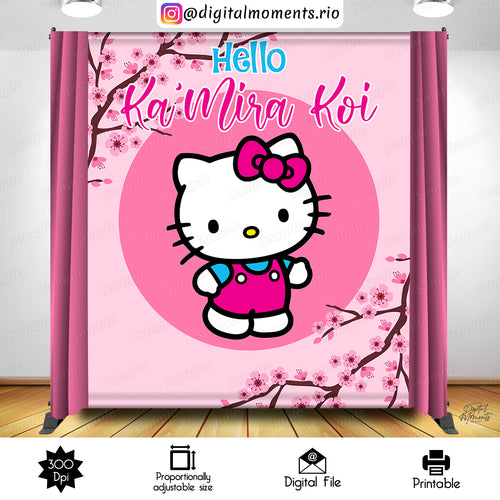 Hello Kitty Sakura 9x10, hello, kitty, events, custom, 7x8, birthday, backdrop