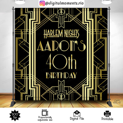 Harlem Nights 8x8 Birthday Custom Backdrop, Custom Digital File | Digital Download for Events