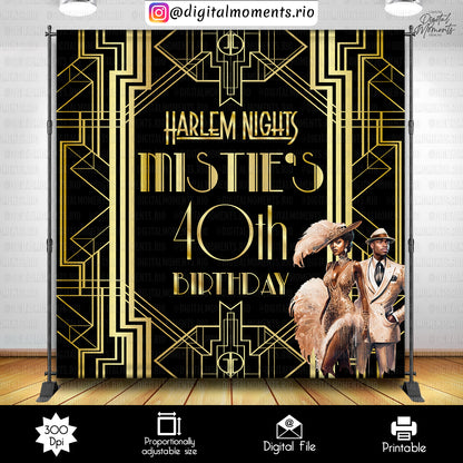 Harlem Nights 8x8 Birthday Custom Backdrop, Custom Digital File | Digital Download for Events
