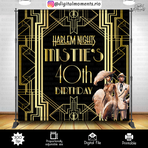 Harlem Nights 8x8 Birthday Custom Backdrop, Custom Digital File | Digital Download for Events