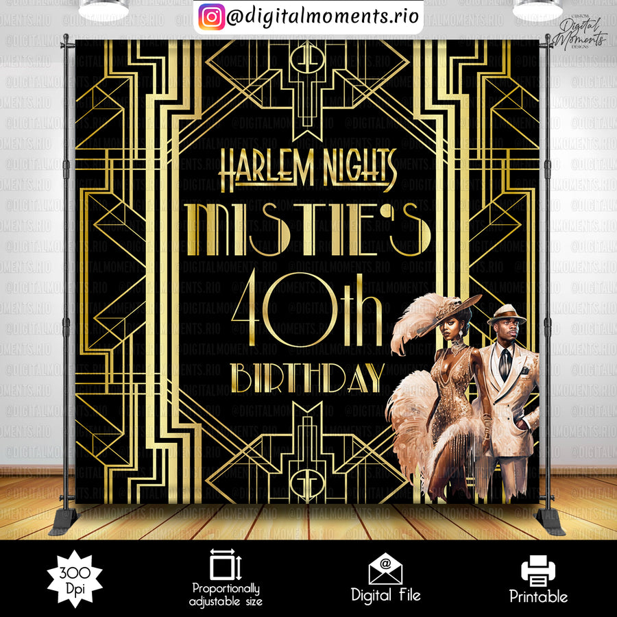 Harlem Nights 8x8 Birthday Custom Backdrop Custom Backdrop with picture, Digital file only | Custom Digital Download