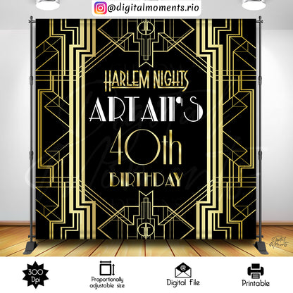 Harlem Nights 8x8 Birthday Custom Backdrop, Custom Digital File | Digital Download for Events