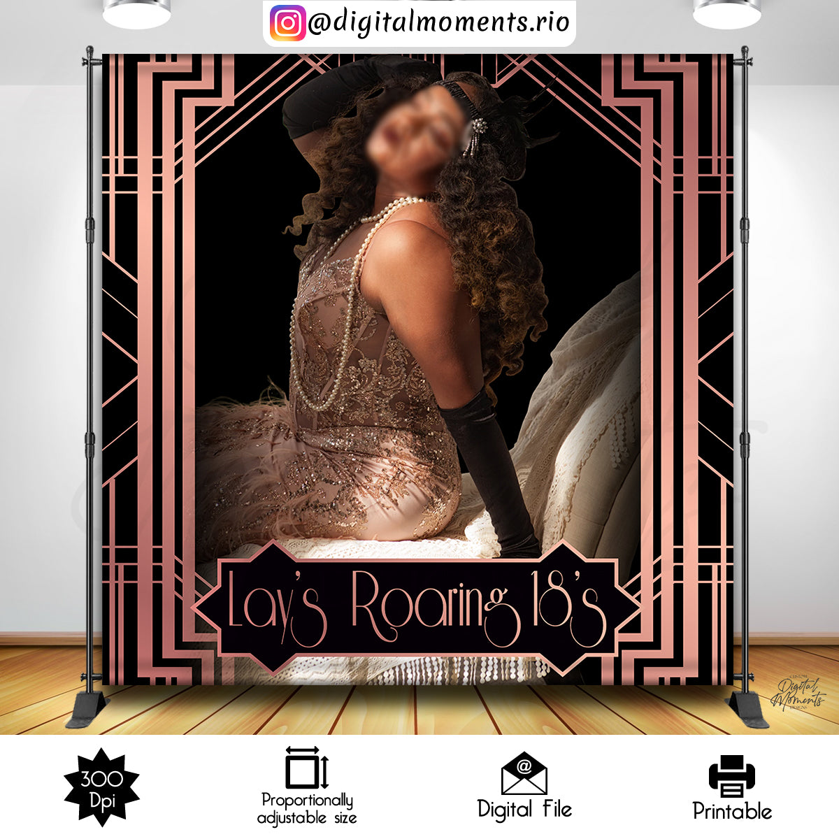 Harlem Nights 8x8 Birthday Custom Backdrop, Custom Digital File | Digital Download for Events
