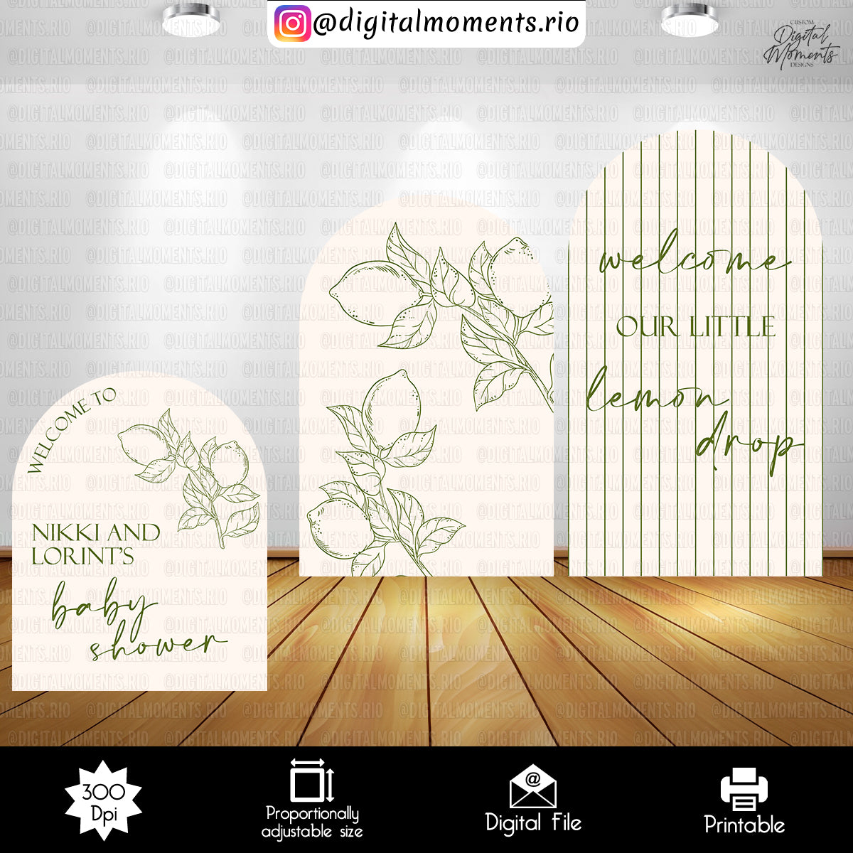 Lemon Drop Baby Shower Panel Wall Custom Design, Digital file only | Digital Download for Events