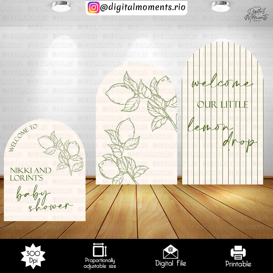 Lemon Drop Baby Shower Panel Wall Custom Design, Custom D...