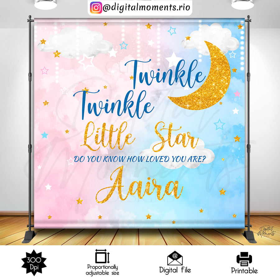 Twinkle Twinkle Little Star 8x8 Custom Backdrop, Digital file only | Custom Digital Download for Kids Party or Event