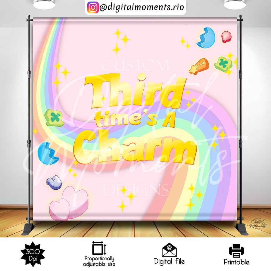 Pink Luck Charms 8x8 Custom Backdrop, Digital file only | Custom Digital Download for Kids Party or Event