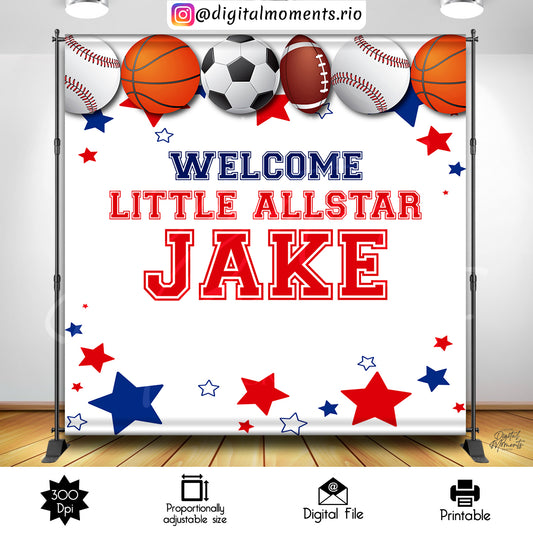 Little AllStar 8x8 Diseño de fondo personalizado, solo archivo digital