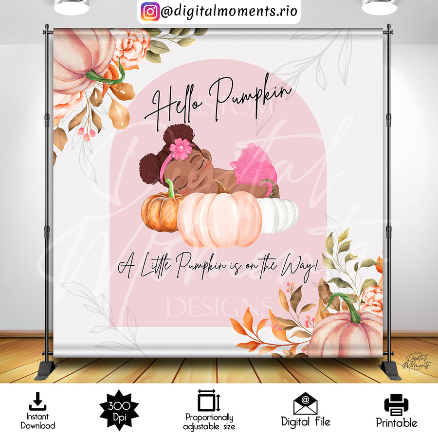 Little Pumpkin 8x8 Digital Backdrop Design, Instant Download | Custom Digital Download for Kids Party or Event