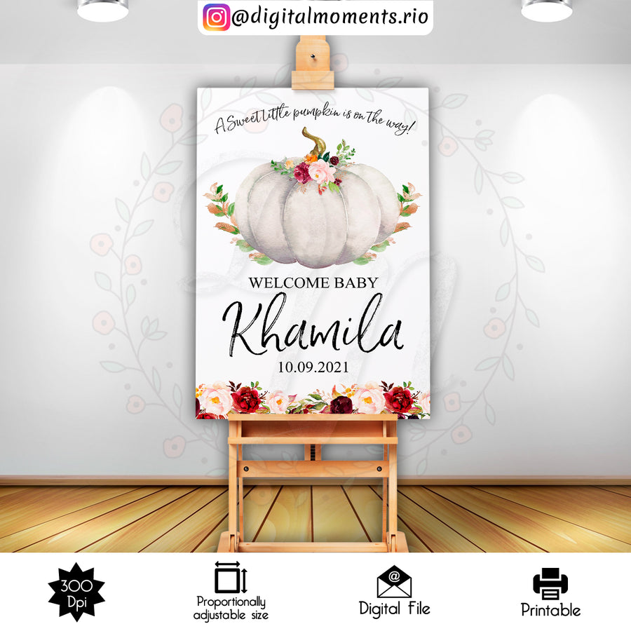 Little Pumpkin 24x36 Welcome Sign Custom Design, Digital file only | Custom Digital Download for Kids Party or Event