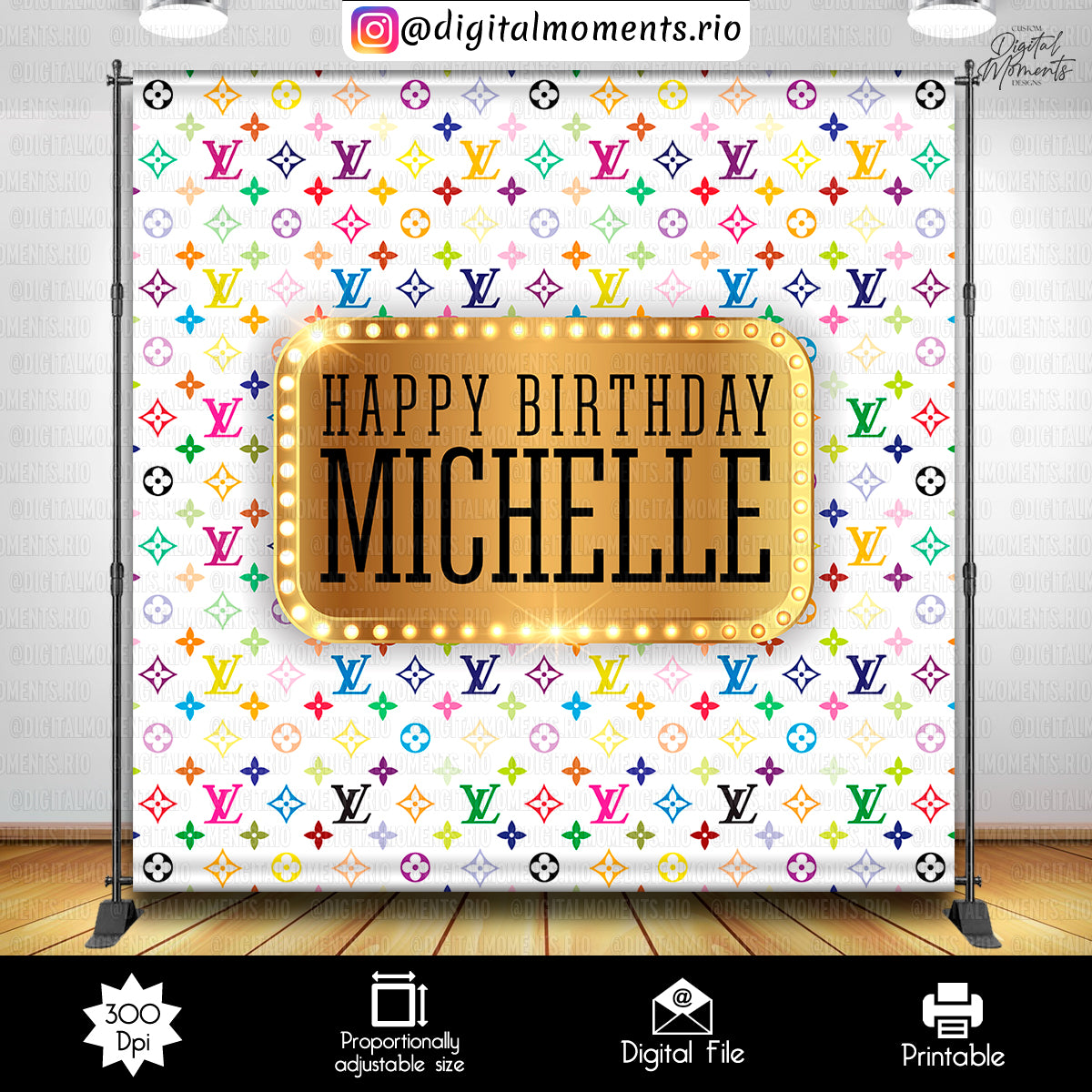 Louis Vuitton 8x8 Custom Backdrop with picture, Custom Digital File | Digital Download for Events for Events