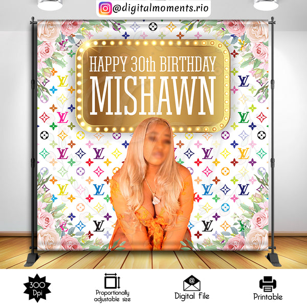 Louis Vuitton 8x8 Custom Backdrop with picture, Digital file only | Custom Digital Download for Kids Party or Event