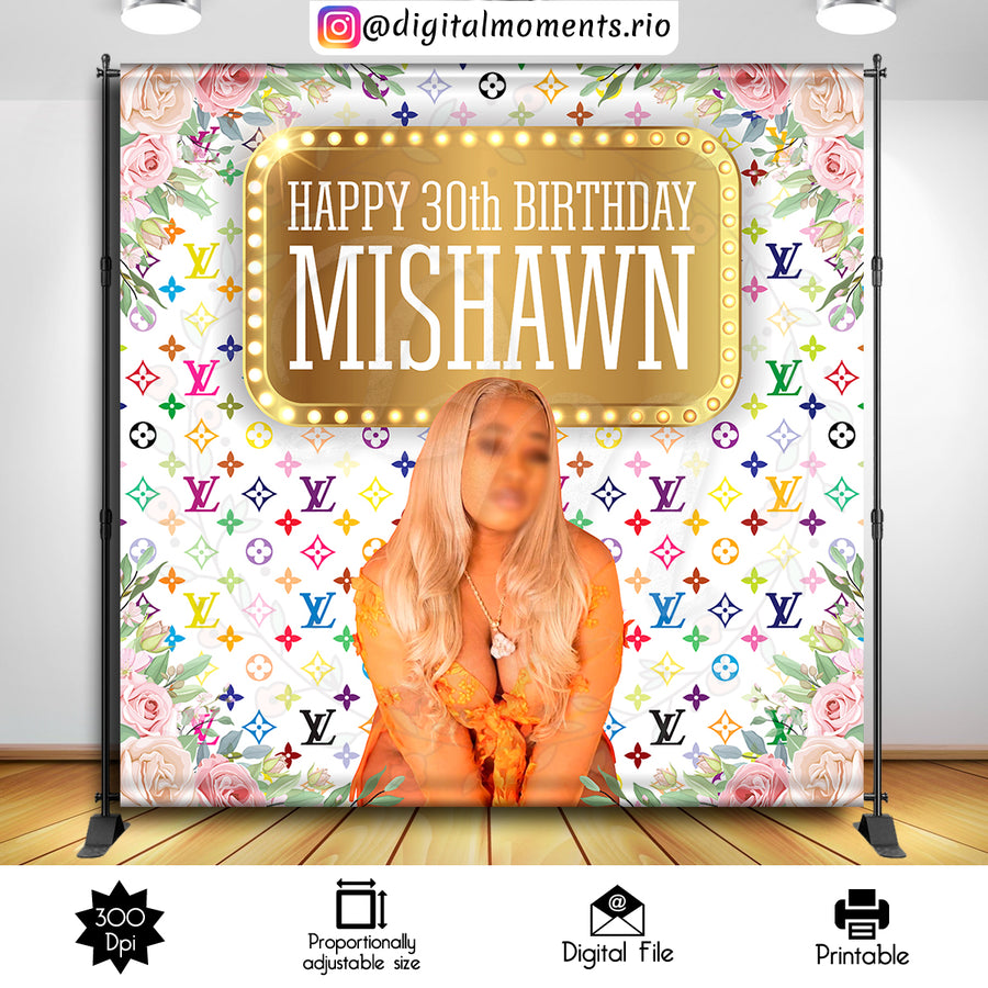 Louis Vuitton 8x8 Custom Backdrop with picture, Digital file only | Custom Digital Download for Kids Party or Event