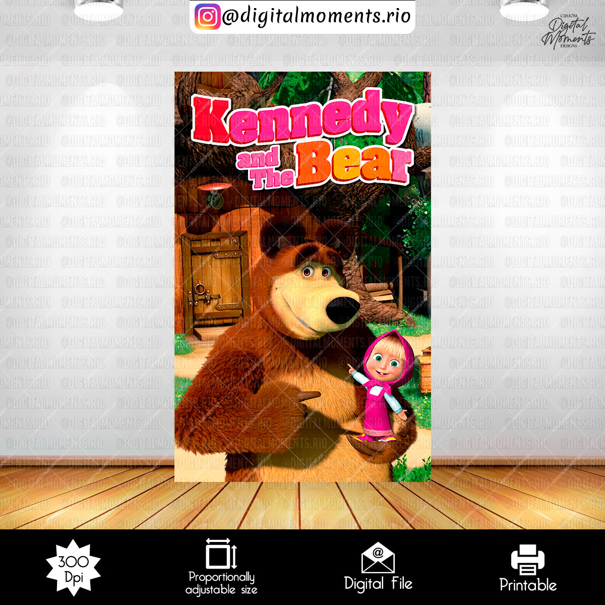 Masha And The Bear 5x8, events, custom, panel, bear, masha, wall, design