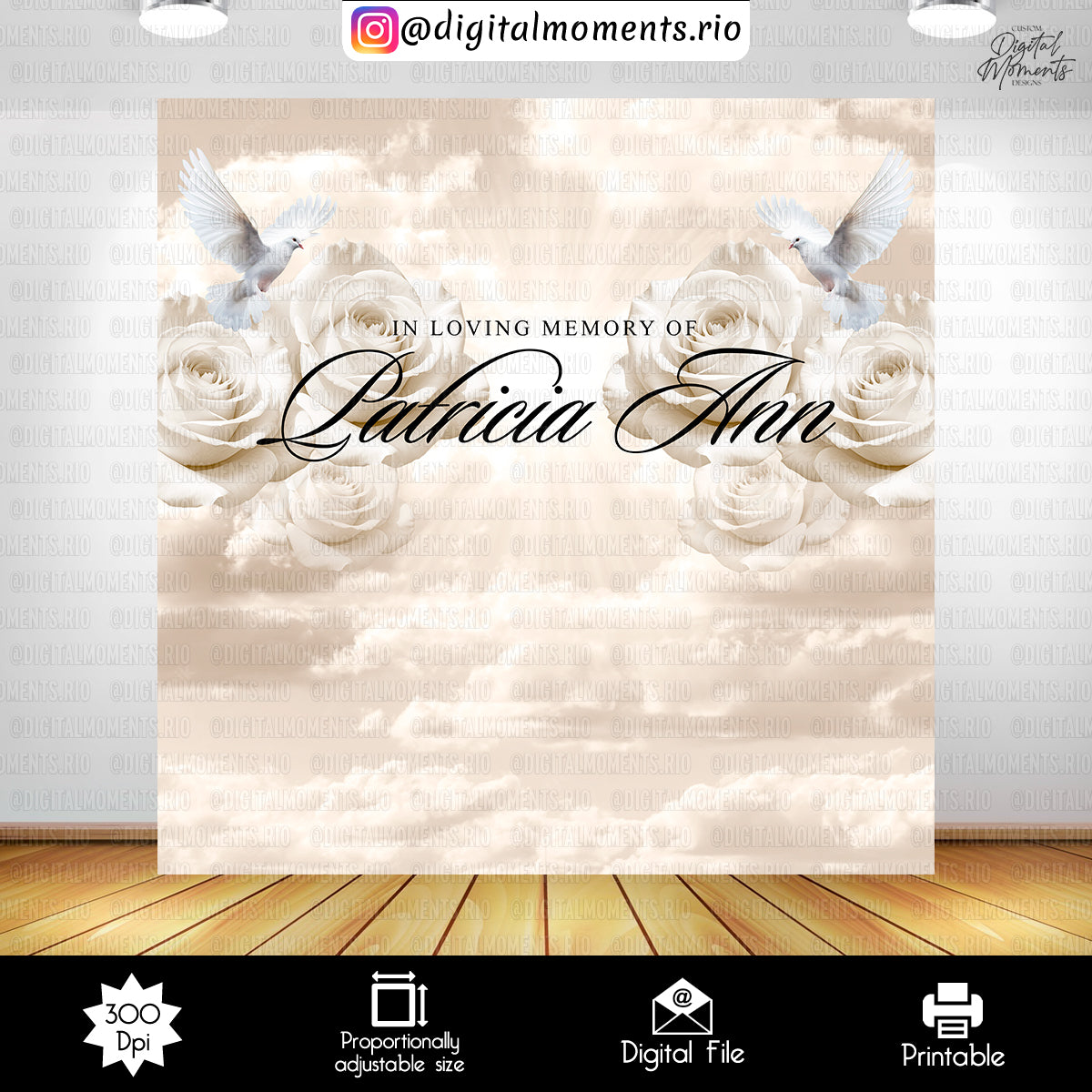 Memorial Patricia 7_5x7_5, events, custom, 8x8, memorial, backdrop, design